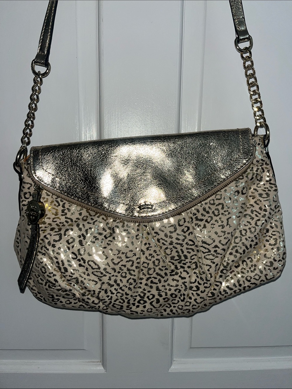Juicy Couture Metallic Gold Leopard-Print Crossbody Bag
